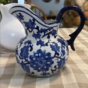 Vintage delft Blue and White Floral Pitcher